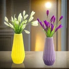 Akaar Decor plastic yellow & lilac vase 8inch Pack of 2