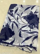 Georgette Printed Saree for Women, Purple 