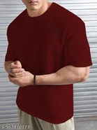 Cotton Blend T-shirt for Men, Maroon 