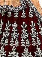 Satin Embroidered Lehenga with Choli & Dupatta for Girls 