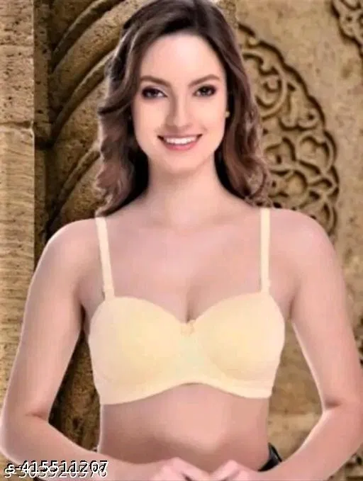 Cotton Solid Bra for Women & Girls, Pink (40B)