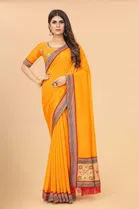 SVB Vichitra Silk Women Jacquard Saree With Un-Stitched Blouse 