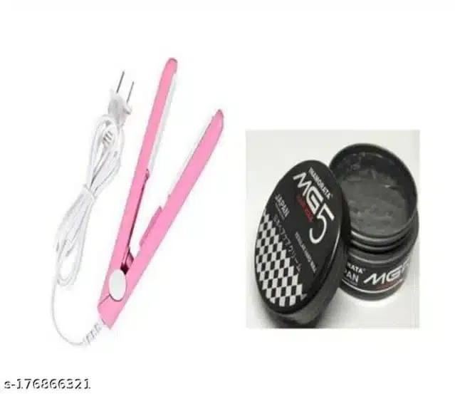 Combo of Hair Straightener (100 W) with Wax (100 g) (Pink, Set of 2)