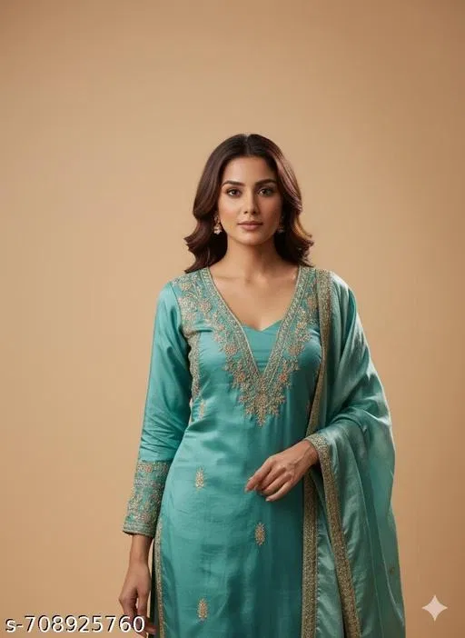 Bandhani Printed Jaipuri Designs Georgette Kurti Set for Women (Blue, Un Stitched)