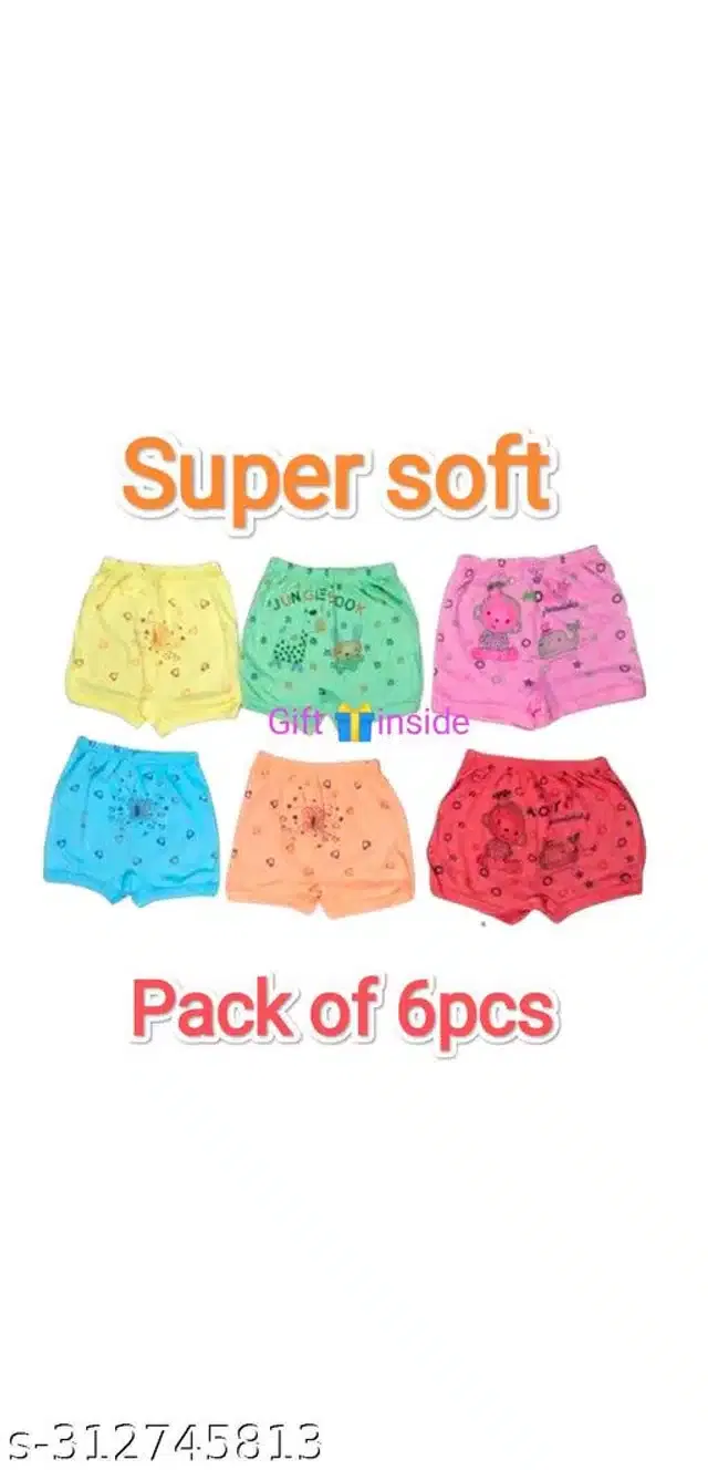 Cotton Innerwear Shorts for Kids (Multicolor, 3-6 Months) (Pack of 6)