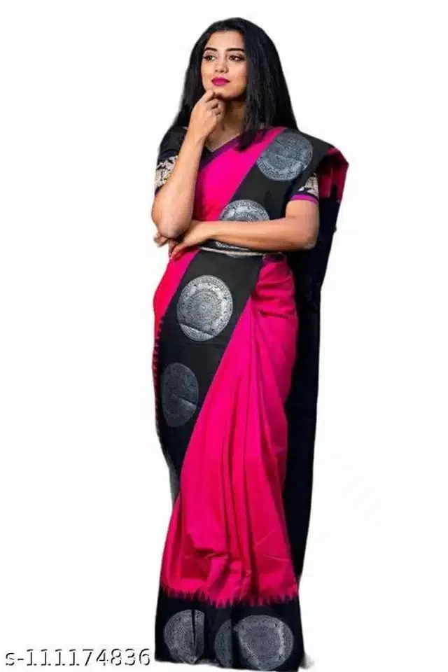 Art Silk Saree For Women (Pink, 6.3m)