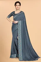 Vichitra Embroidery Saree for Women 