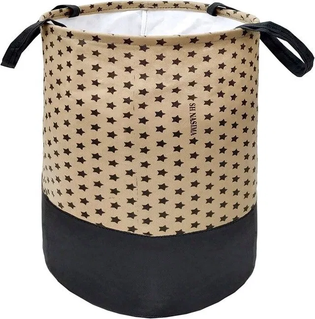 Canvas Laundry Bag,Beige & Black, (Pack Of 1)