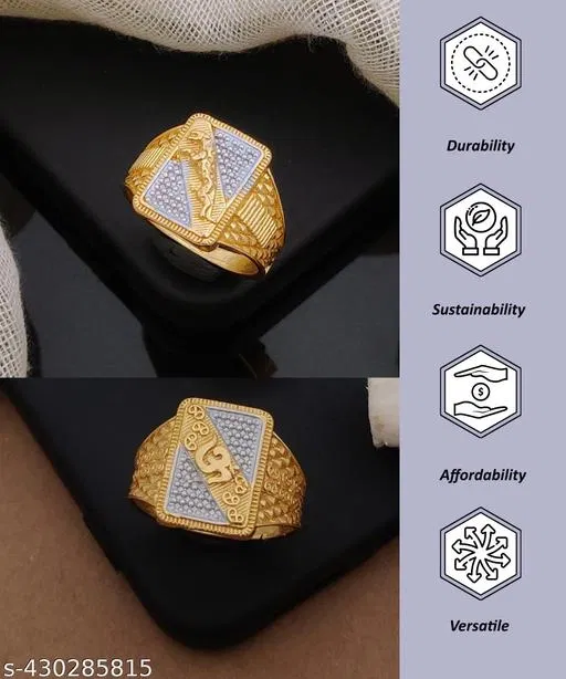 Fancy Rings for Women, Pack of 2 (Gold)