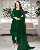 Net Solid Kurta Set with Dupatta for Women 