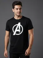Cottont Blend  Printed T-shirt For Men, Black 