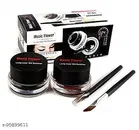 2 Pcs Gel Eyeliners with 2 Pcs Brushes (Black & Brown, Set of 1)