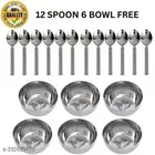Stainless Steel 6 Pcs Bowls with 12 Pcs Spoon 