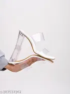 [236] White Solid Open Toe Heel Sandals for Women 