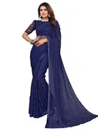 Net Solid Saree for Women 