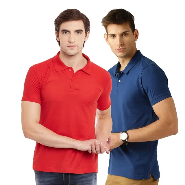 Polo T-shirts for Men, Pack of 2 (Multicolor, S)