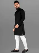 Cotton Blend Solid Kurta with Pyjama Set for Men 