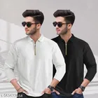 Cotton Blend T-shirt for Men, White & Black, Pack of 2 