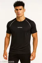 Active Wear Polyester T-Shirts for Mens ,Black 
