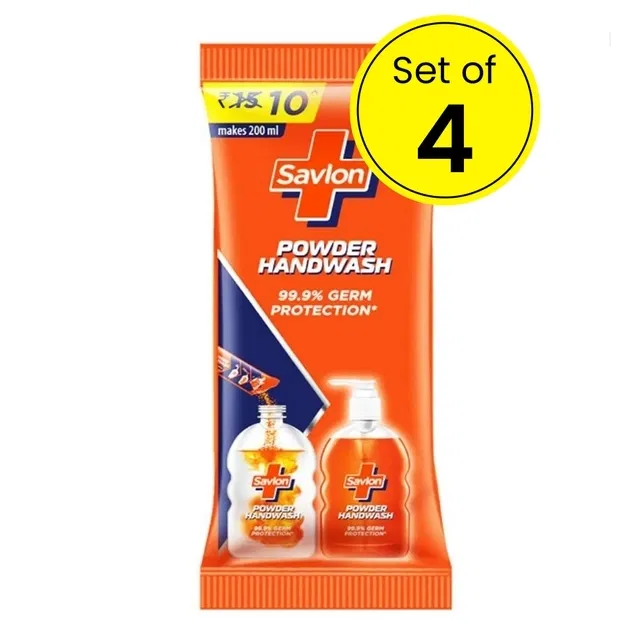 Savlon Powder Handwash 4X8.2 g, Makes 4X200 ml (Pack Of 4)
