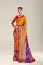 Moss Chiffon Printed Saree for Women 