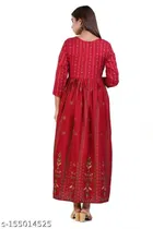 Rayon Embroidered Gown for Women 