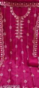 Vichitra Silk Embroidered Punjabi/All Over Suits for Women 