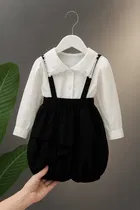 Crepe Solid Dungarees for Girls 