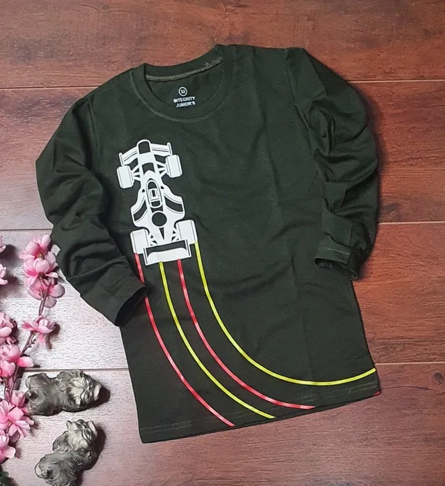 Full Sleeve Round Neck T-Shirt for Boys (Bottle Green, 6-7 Years)