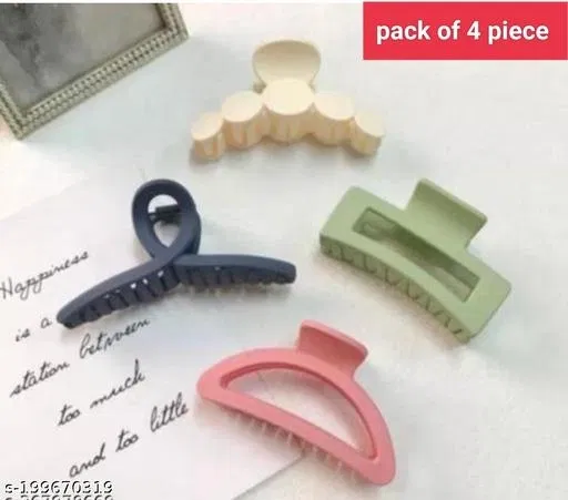 ABS Plastic Hair Clutcher for Women & Girls (Multicolor, Pack of 4)