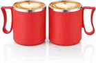 Stainless Steel Coffe Mug, Red , Pack of 2 