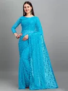 Net Solid Saree for Women 