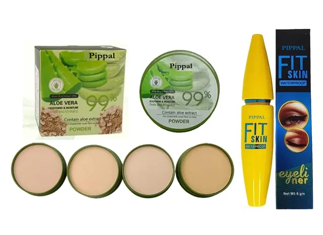 Pippal Aloe Vera Compact (20 g) with Fit Skin Eyeliner (6 ml) (Set of 2)