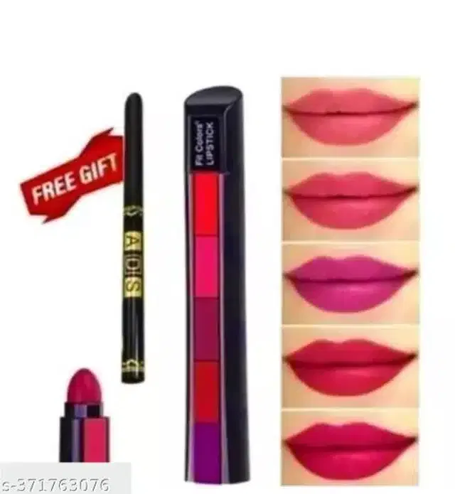 ADS Kajal with 5 in 1 Lipstick (Multicolor, Set of 2)