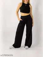 Cotton Blend Solid Trousers for Men, Black 