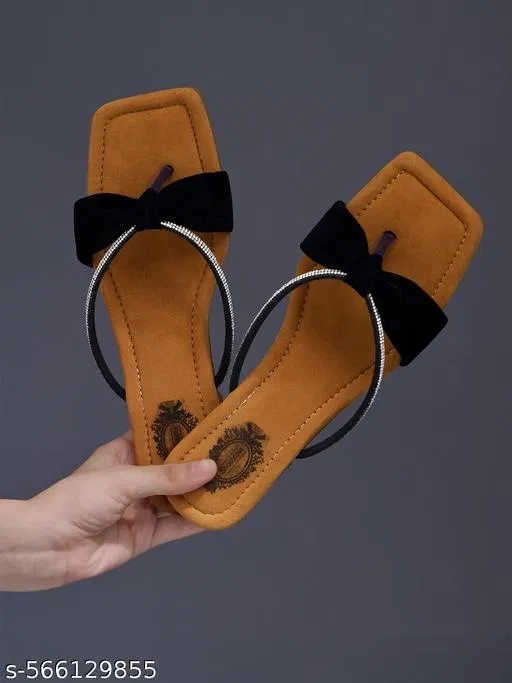 Solid Suede Flats for Women (Black, 5.0)