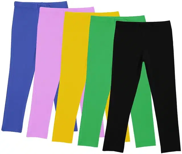 Soft & Comfortable Leggings for Girls (Pack of 5) (Multicolor, 13-14 Years)