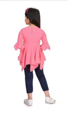 Cotton Blend Solid Clothing Set for Girls 
