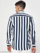 Cotton Striped Shirts for Men, Navy Blue 