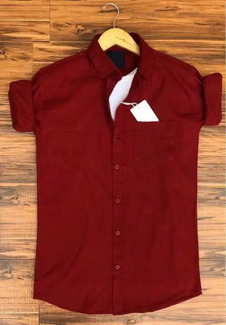 Men's Solid Casual Shirt (Maroon, XL) (Pack of1) (A-15)