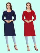 Crepe Solid Kurtis for Women 