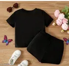 Hosiery Cotton Printed Clothing Set for Kids, Black 