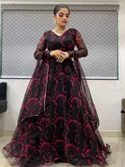 Organza Semi Stitched Lehenga Choli for Women 