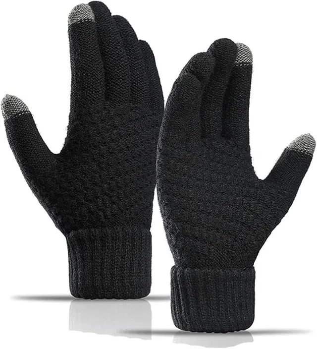 Woolen Winter Hand Gloves for Men (Grey, Free Size)