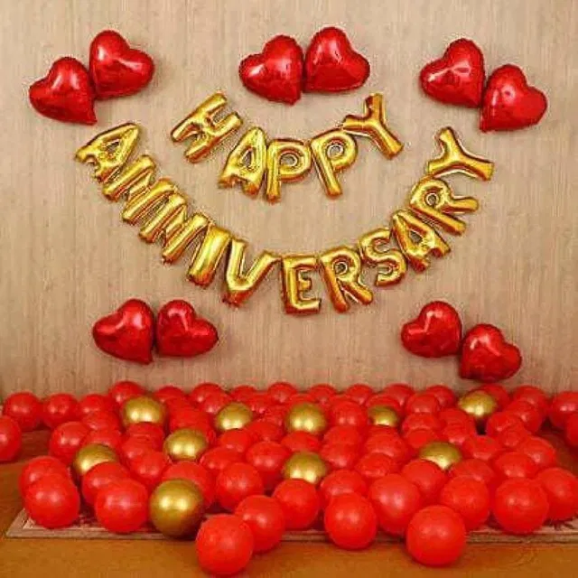 Party Decoration Kits (Red & Gold, Set of 40)