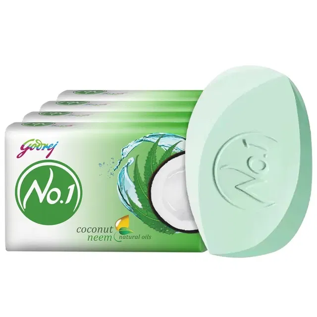 Godrej No.1 Coconut & Neem Soap (150g), Pack of 4 ( Buy 3 Get 1 Free )