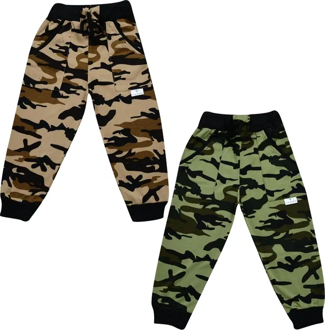Cotton Blend Regular Fit Trackpants for Boys & Girls (Green & Brown, 12-13 Years) (Pack of 2)