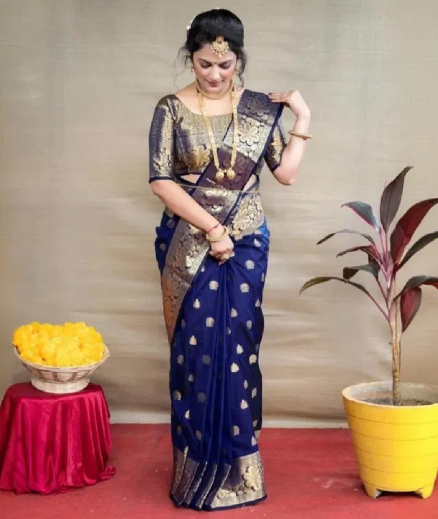 Banarasi Silk Woven Design Saree for Women (Purple, 6.3 m)