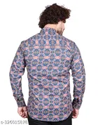 Cotton Blend Printed Short Kurta for Men, Multicolor 