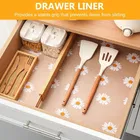 White Floral PVC Kitchen Cabinet Shelf Mat Kitchen Mat EVA Food Grade Multipurpose Washable Anti Slip Mat/Sheet for Fridge, Shelf Liner, Table, Kitchen Drawer mat 